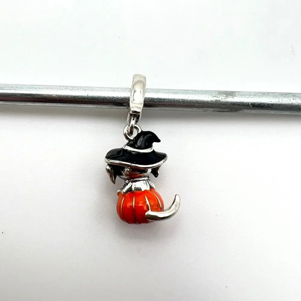 NEW Halloween Witch Puppy in Pumpkin Charm for European Bracelet